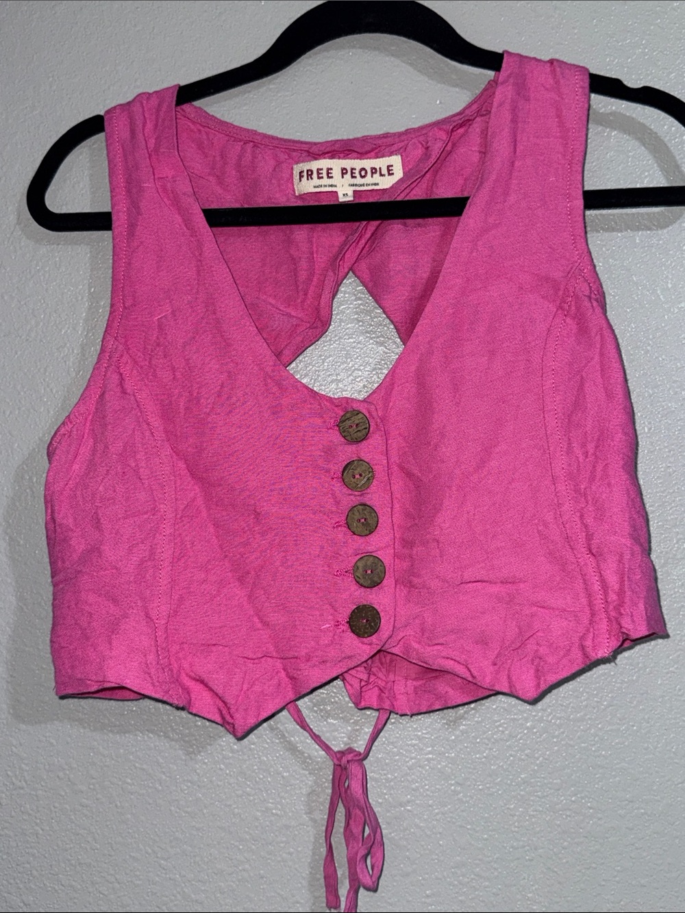 Free people cotton linen vest open back corset style